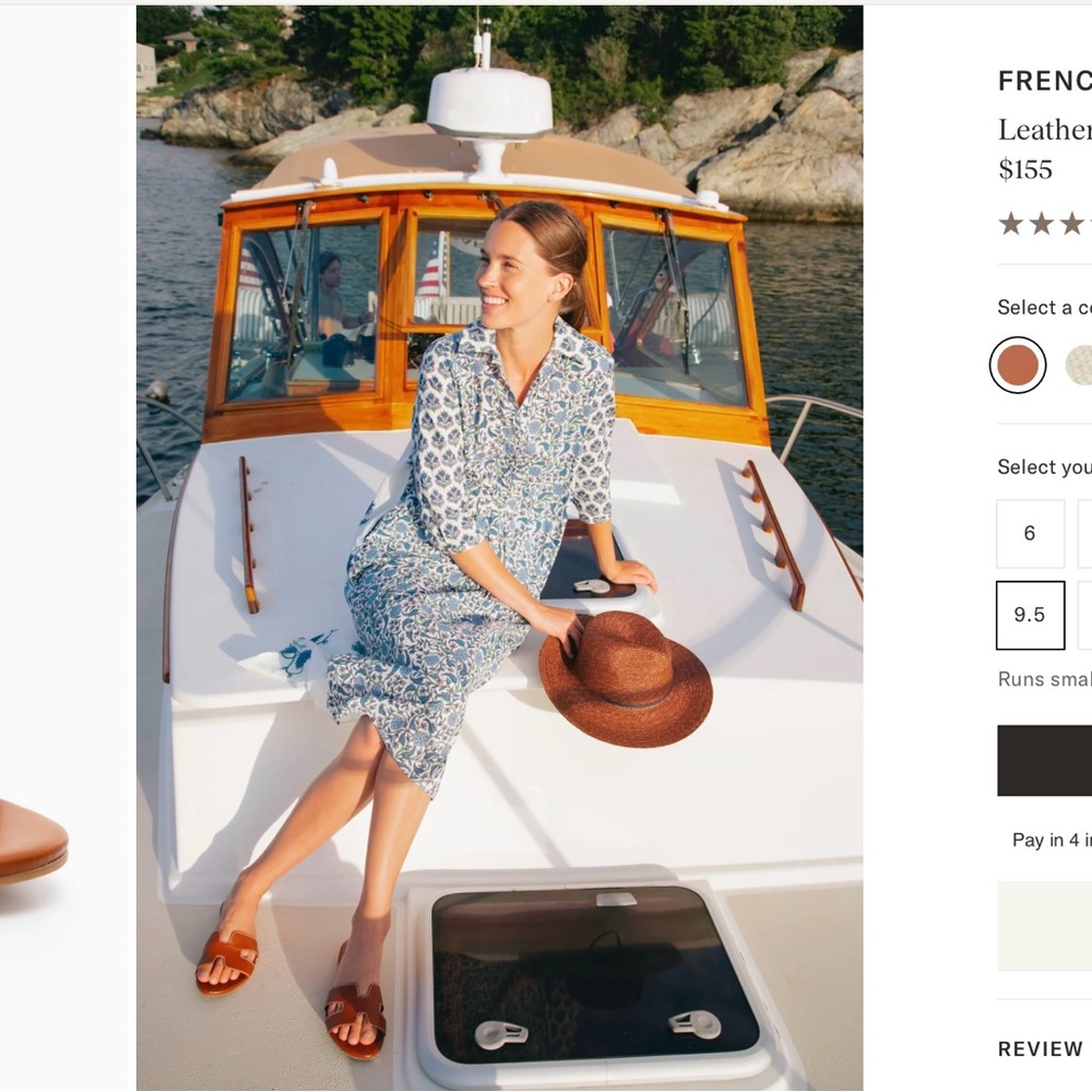 Tuckernuck French Sole Leather “H” Sandals.